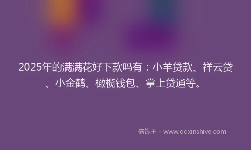 2025年的满满花好下款吗有：小羊贷款、祥云贷、小金鹤、橄榄钱包、掌上贷通等。