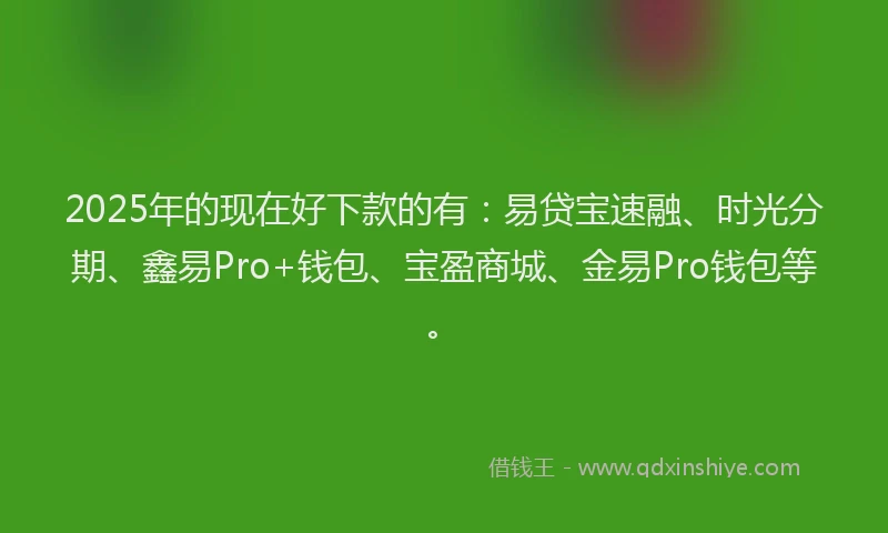 2025年的现在好下款的有：易贷宝速融、时光分期、鑫易Pro+钱包、宝盈商城、金易Pro钱包等。