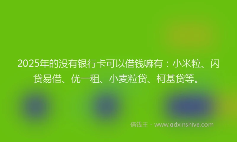 2025年的没有银行卡可以借钱嘛有：小米粒、闪贷易借、优一租、小麦粒贷、柯基贷等。
