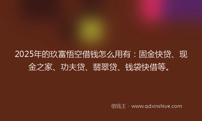 2025年的玖富悟空借钱怎么用有：固金快贷、现金之家、功夫贷、翡翠贷、钱袋快借等。
