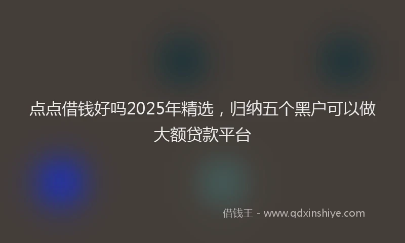 点点借钱好吗2025年精选，归纳五个黑户可以做大额贷款平台