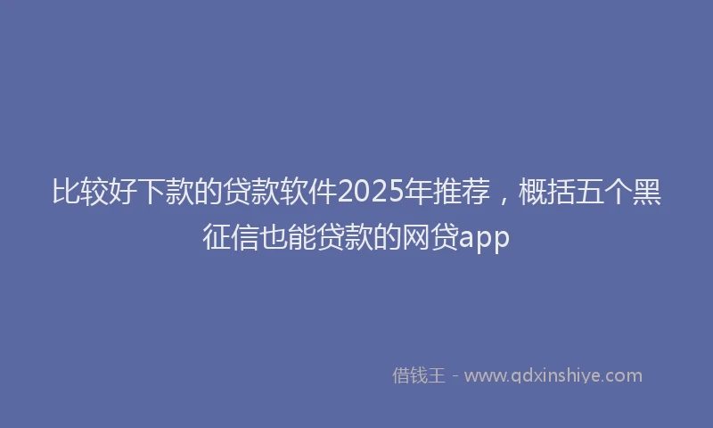 比较好下款的贷款软件2025年推荐，概括五个黑征信也能贷款的网贷app