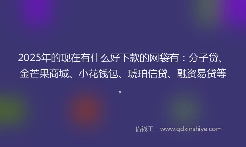 2025年的现在有什么好下款的网袋有：分子贷、金芒果商城、小花钱包、琥珀信贷、融资易贷等。