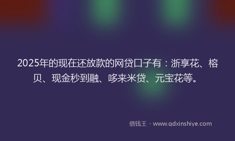 2025年的现在还放款的网贷口子有：浙享花、榕贝、现金秒到融、哆来米贷、元宝花等。