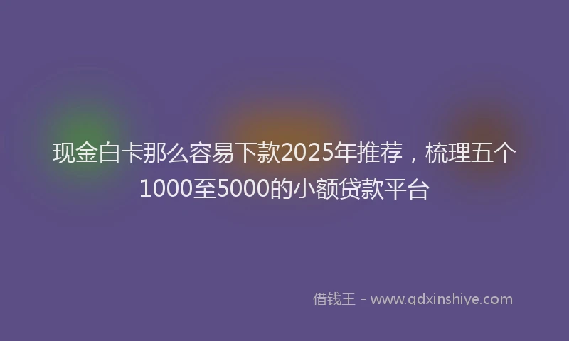 现金白卡那么容易下款2025年推荐，梳理五个1000至5000的小额贷款平台