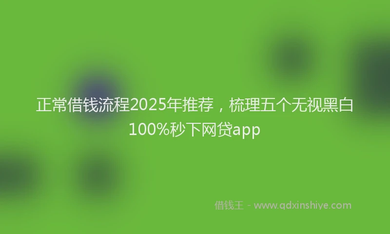 正常借钱流程2025年推荐，梳理五个无视黑白100%秒下网贷app
