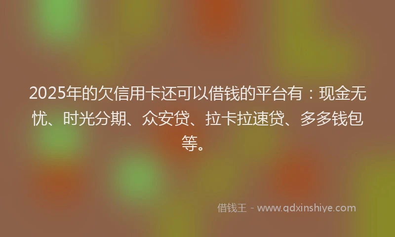 2025年的欠信用卡还可以借钱的平台有：现金无忧、时光分期、众安贷、拉卡拉速贷、多多钱包等。