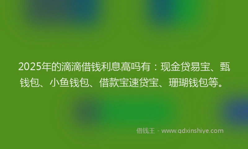 2025年的滴滴借钱利息高吗有：现金贷易宝、甄钱包、小鱼钱包、借款宝速贷宝、珊瑚钱包等。