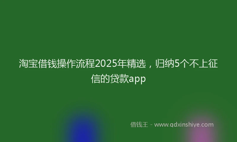 淘宝借钱操作流程2025年精选，归纳5个不上征信的贷款app