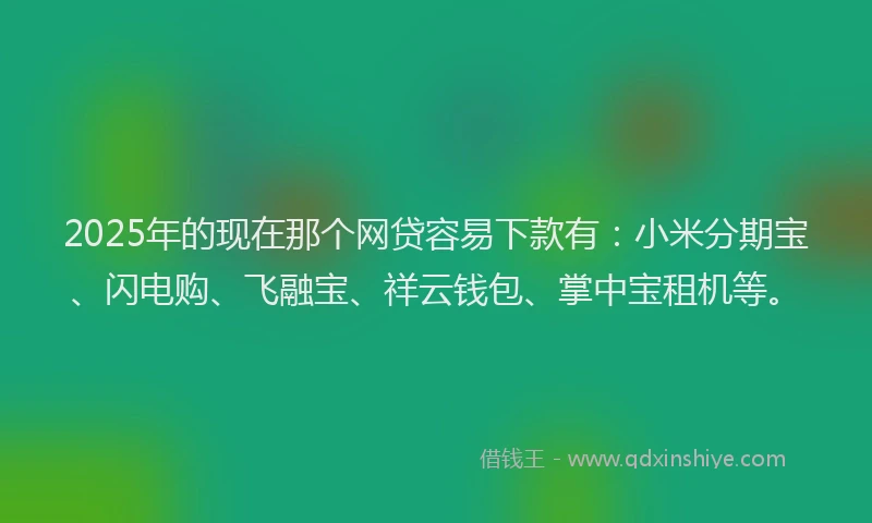 2025年的现在那个网贷容易下款有：小米分期宝、闪电购、飞融宝、祥云钱包、掌中宝租机等。