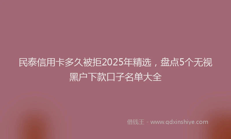 民泰信用卡多久被拒2025年精选，盘点5个无视黑户下款口子名单大全
