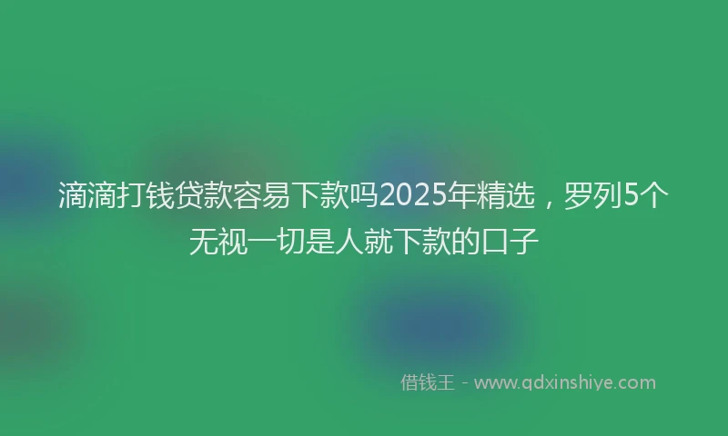 滴滴打钱贷款容易下款吗2025年精选，罗列5个无视一切是人就下款的口子