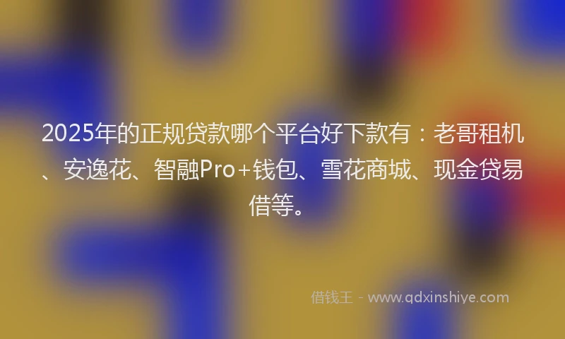 2025年的正规贷款哪个平台好下款有：老哥租机、安逸花、智融Pro+钱包、雪花商城、现金贷易借等。
