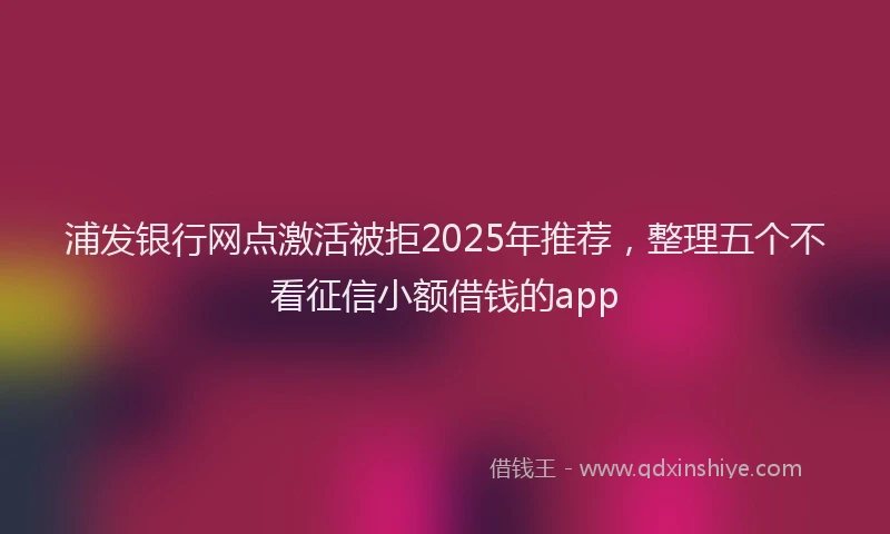 浦发银行网点激活被拒2025年推荐，整理五个不看征信小额借钱的app
