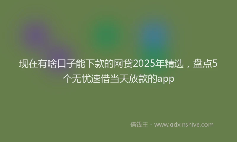 现在有啥口子能下款的网贷2025年精选，盘点5个无忧速借当天放款的app