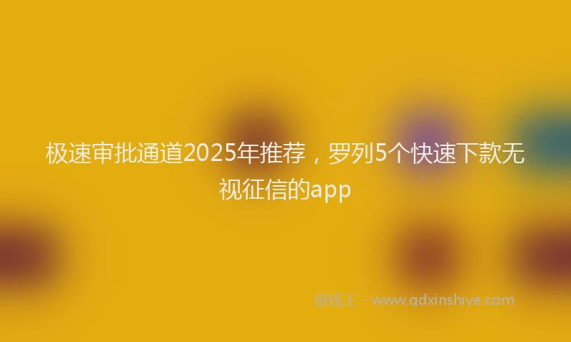极速审批通道2025年推荐，罗列5个快速下款无视征信的app