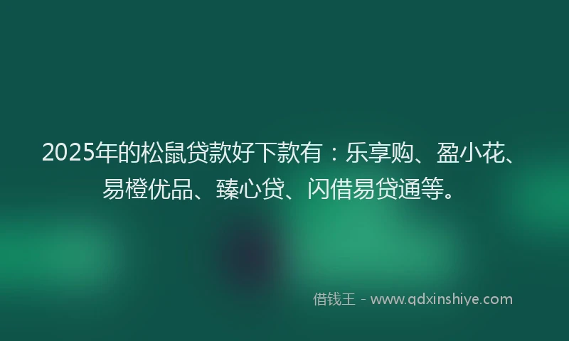 2025年的松鼠贷款好下款有：乐享购、盈小花、易橙优品、臻心贷、闪借易贷通等。