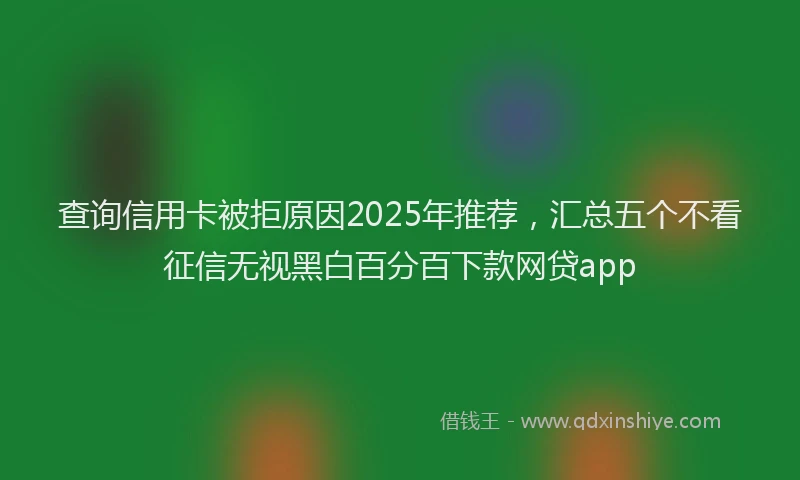 查询信用卡被拒原因2025年推荐，汇总五个不看征信无视黑白百分百下款网贷app