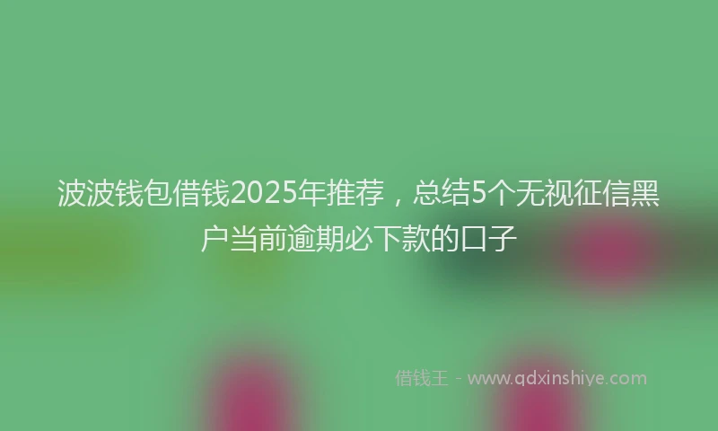 波波钱包借钱2025年推荐，总结5个无视征信黑户当前逾期必下款的口子