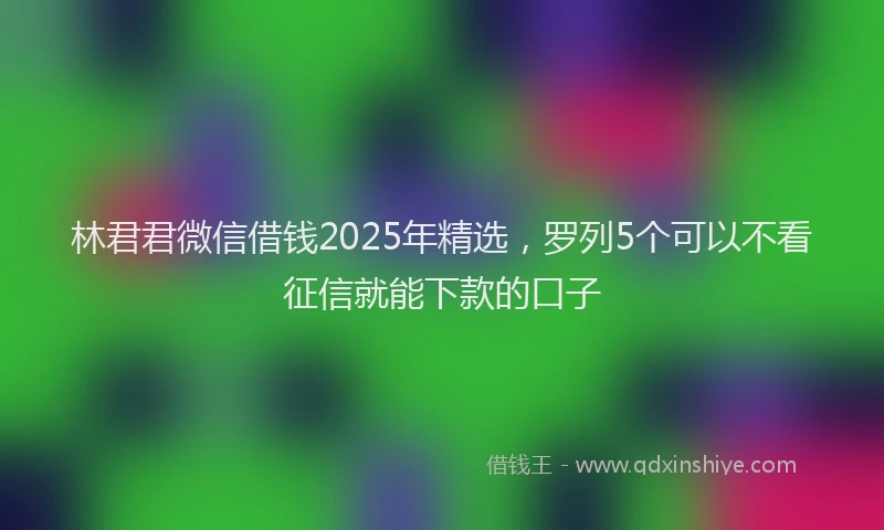林君君微信借钱2025年精选，罗列5个可以不看征信就能下款的口子
