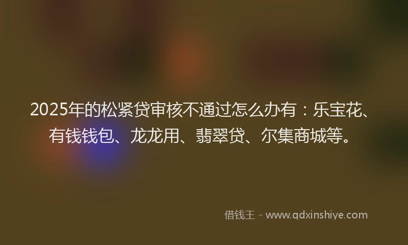 2025年的松紧贷审核不通过怎么办有：乐宝花、有钱钱包、龙龙用、翡翠贷、尔集商城等。