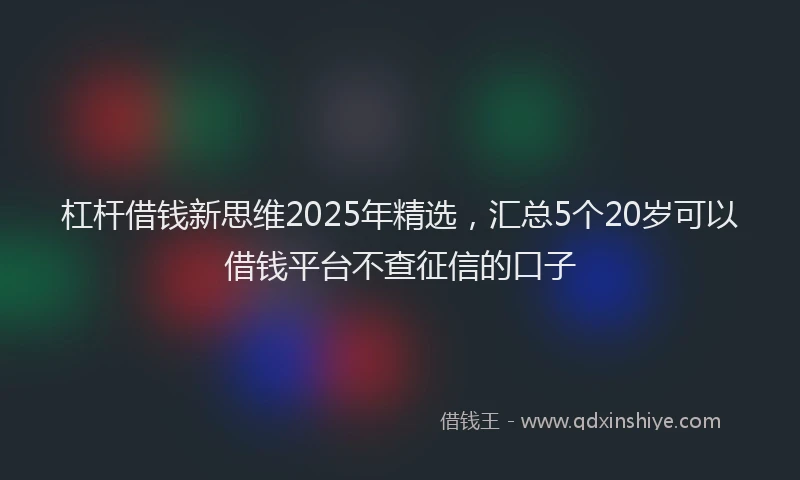 杠杆借钱新思维2025年精选，汇总5个20岁可以借钱平台不查征信的口子