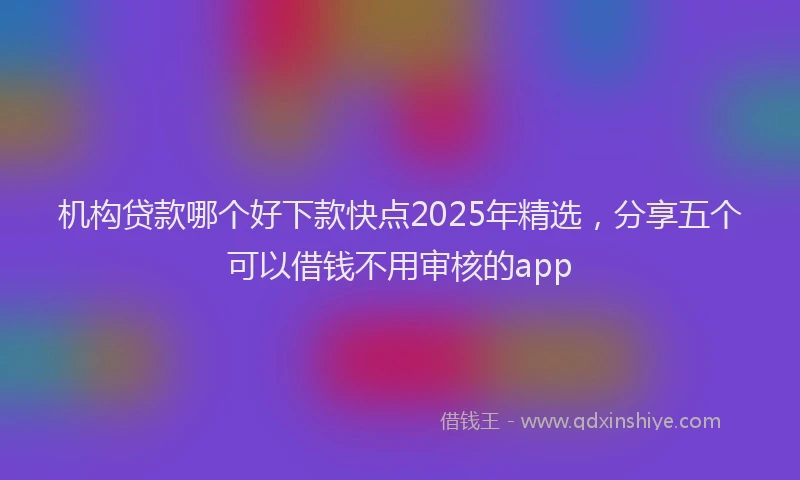 机构贷款哪个好下款快点2025年精选，分享五个可以借钱不用审核的app