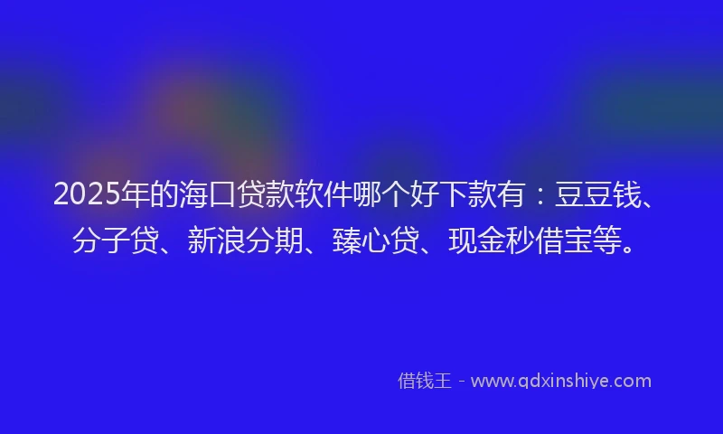 2025年的海口贷款软件哪个好下款有：豆豆钱、分子贷、新浪分期、臻心贷、现金秒借宝等。