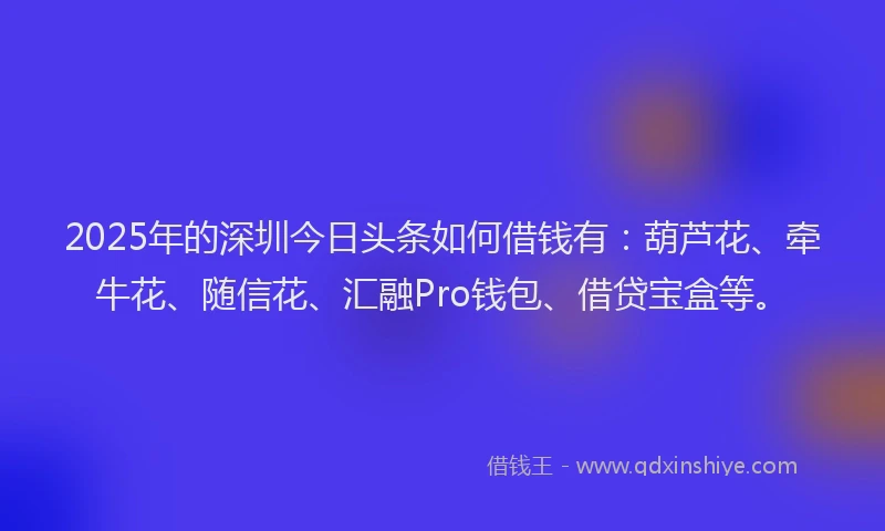 2025年的深圳今日头条如何借钱有：葫芦花、牵牛花、随信花、汇融Pro钱包、借贷宝盒等。