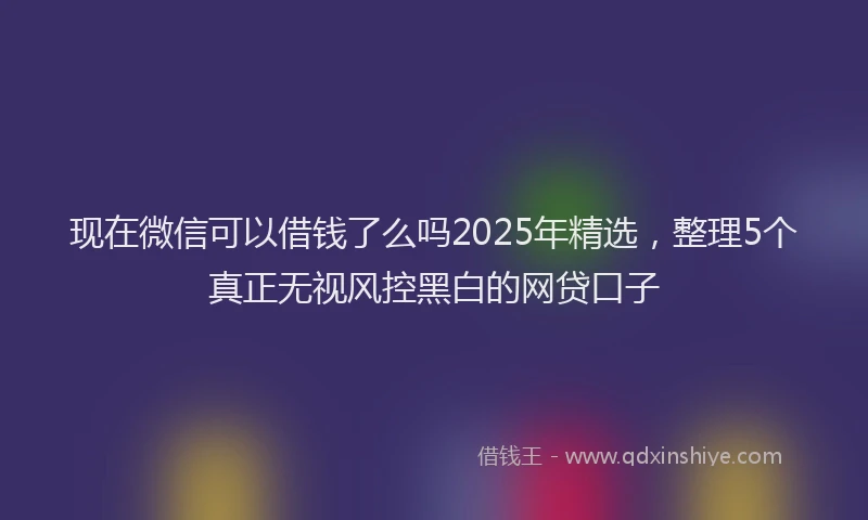 现在微信可以借钱了么吗2025年精选，整理5个真正无视风控黑白的网贷口子