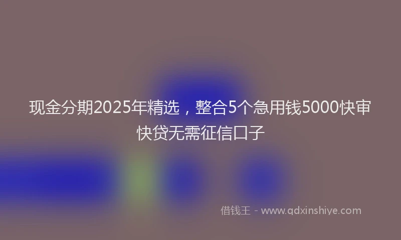 现金分期2025年精选，整合5个急用钱5000快审快贷无需征信口子