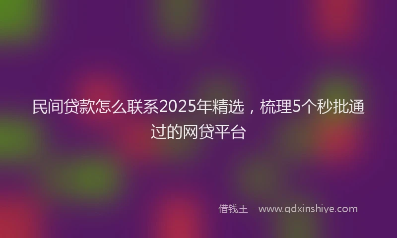 民间贷款怎么联系2025年精选，梳理5个秒批通过的网贷平台