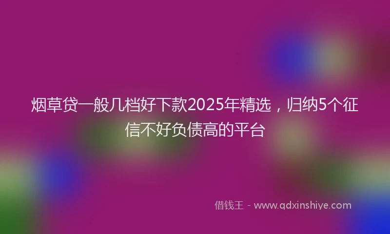 烟草贷一般几档好下款2025年精选，归纳5个征信不好负债高的平台
