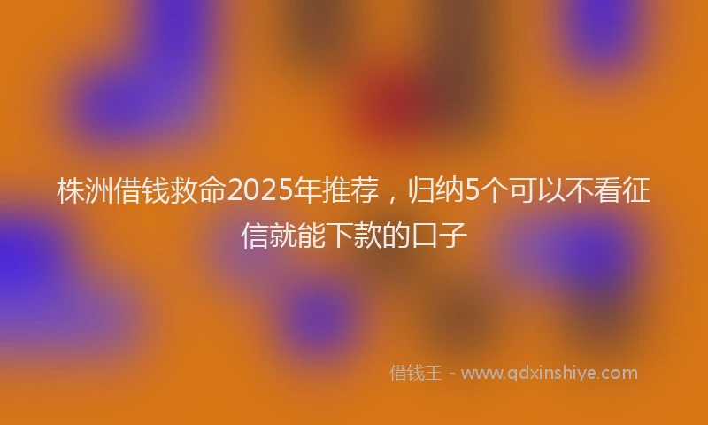 株洲借钱救命2025年推荐，归纳5个可以不看征信就能下款的口子