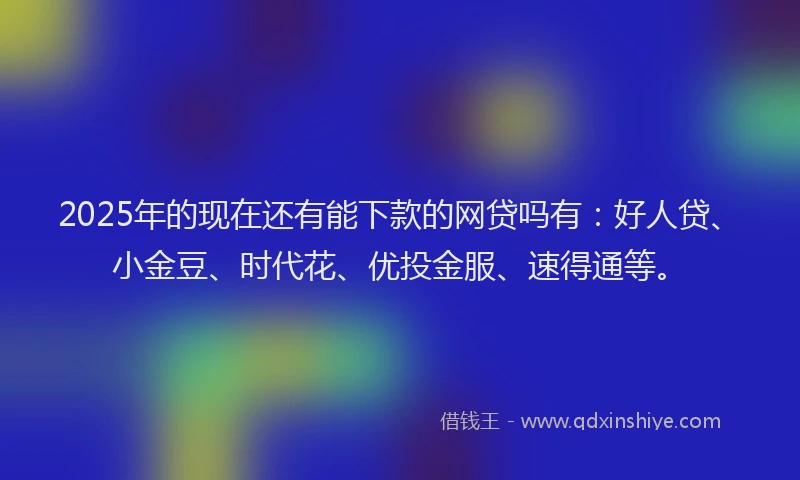 2025年的现在还有能下款的网贷吗有：好人贷、小金豆、时代花、优投金服、速得通等。