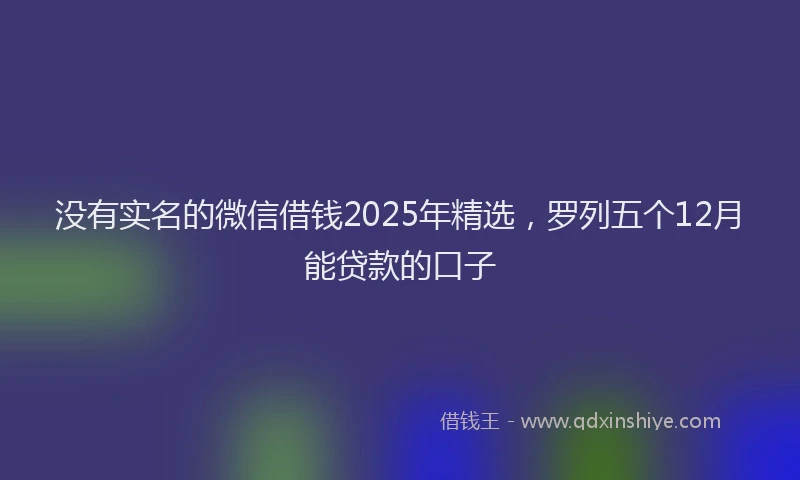 没有实名的微信借钱2025年精选，罗列五个12月能贷款的口子