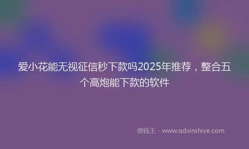 爱小花能无视征信秒下款吗2025年推荐，整合五个高炮能下款的软件