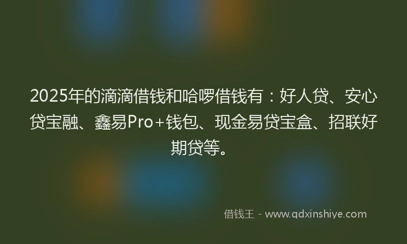 2025年的滴滴借钱和哈啰借钱有：好人贷、安心贷宝融、鑫易Pro+钱包、现金易贷宝盒、招联好期贷等。