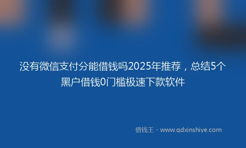 没有微信支付分能借钱吗2025年推荐，总结5个黑户借钱0门槛极速下款软件