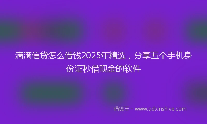 滴滴信贷怎么借钱2025年精选，分享五个手机身份证秒借现金的软件
