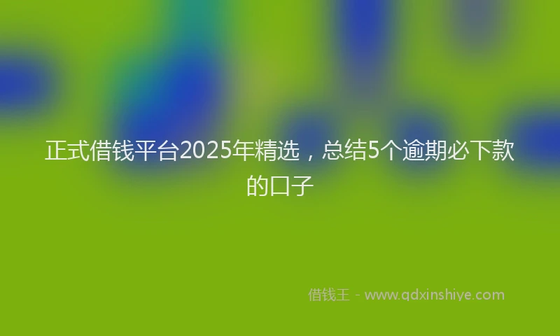 正式借钱平台2025年精选，总结5个逾期必下款的口子