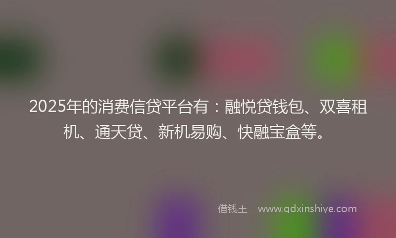 2025年的消费信贷平台有：融悦贷钱包、双喜租机、通天贷、新机易购、快融宝盒等。