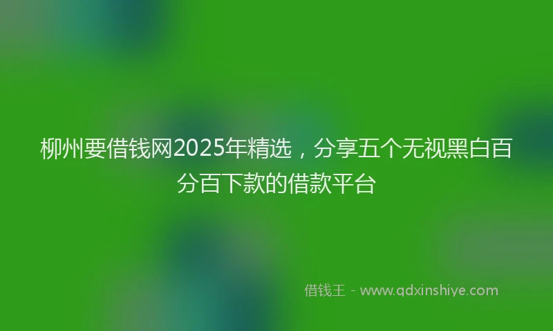 柳州要借钱网2025年精选，分享五个无视黑白百分百下款的借款平台