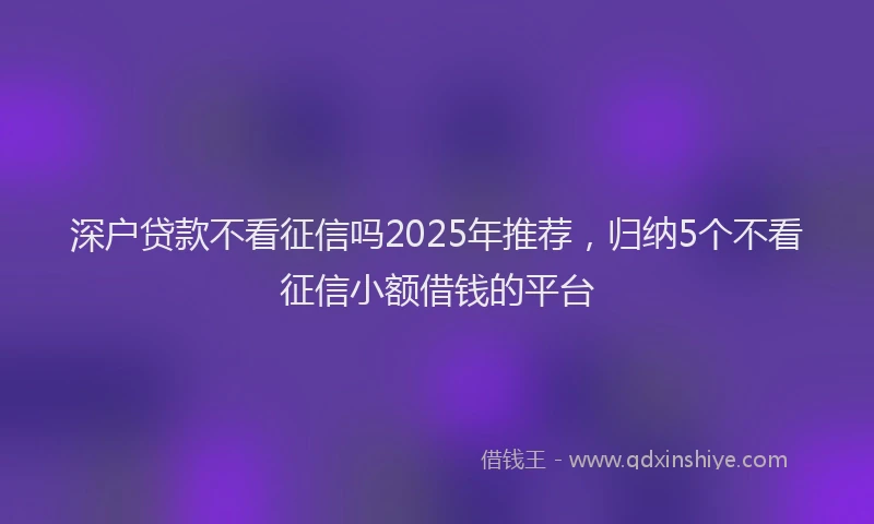 深户贷款不看征信吗2025年推荐，归纳5个不看征信小额借钱的平台