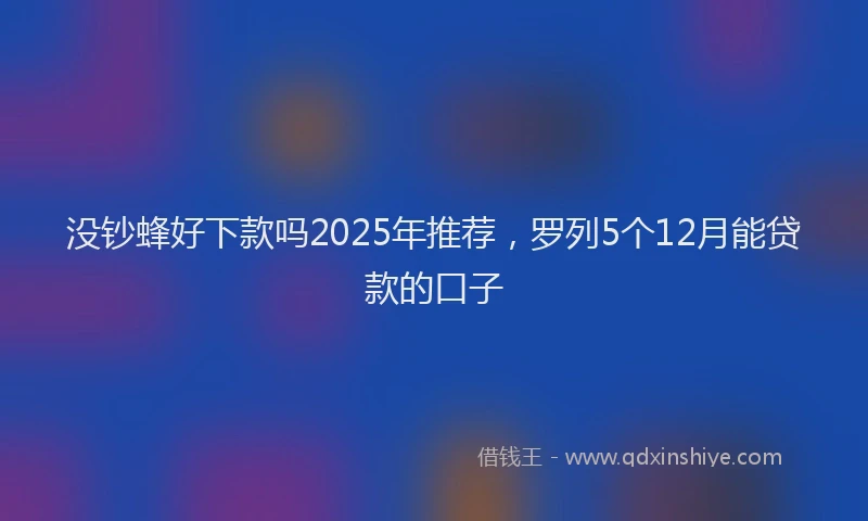 没钞蜂好下款吗2025年推荐，罗列5个12月能贷款的口子