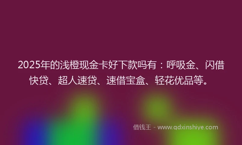 2025年的浅橙现金卡好下款吗有：呼吸金、闪借快贷、超人速贷、速借宝盒、轻花优品等。