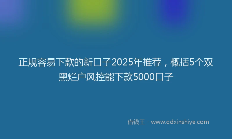 正规容易下款的新口子2025年推荐，概括5个双黑烂户风控能下款5000口子