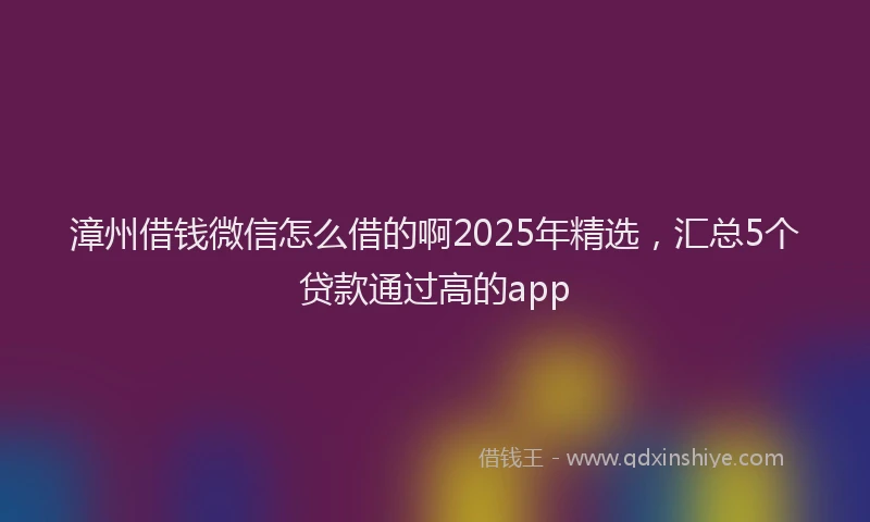 漳州借钱微信怎么借的啊2025年精选，汇总5个贷款通过高的app