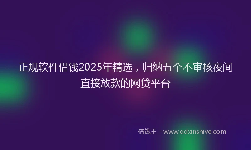 正规软件借钱2025年精选，归纳五个不审核夜间直接放款的网贷平台