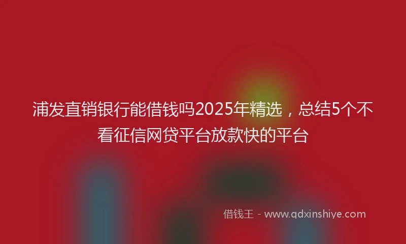 浦发直销银行能借钱吗2025年精选，总结5个不看征信网贷平台放款快的平台